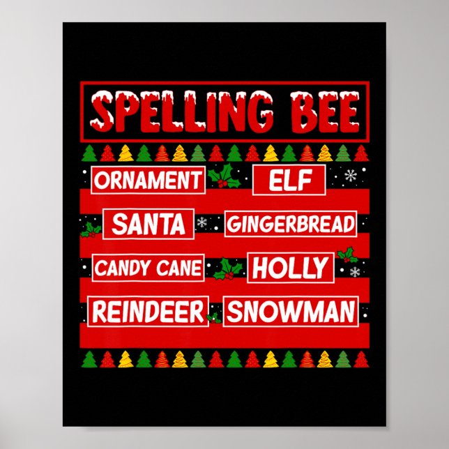 Poster Bee de Ortografia de Piada Divertida do Natal Prof (Frente)