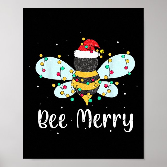 Poster Bee Feliz Natal Abelhas Frescas Fofas Mães (Frente)
