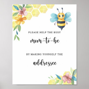 Poster Bee floral - Ajude a Mãe Ocupada