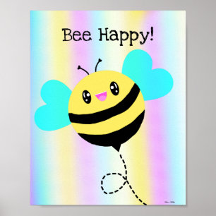 Poster Bee Happy! Kawaii
