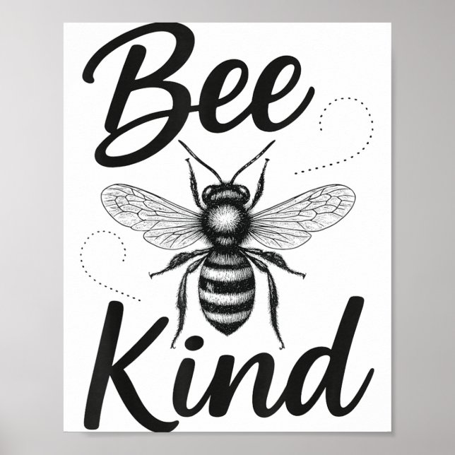 Poster Bee Kind Sitive Quote Cute Funny Design For Kids  (Frente)