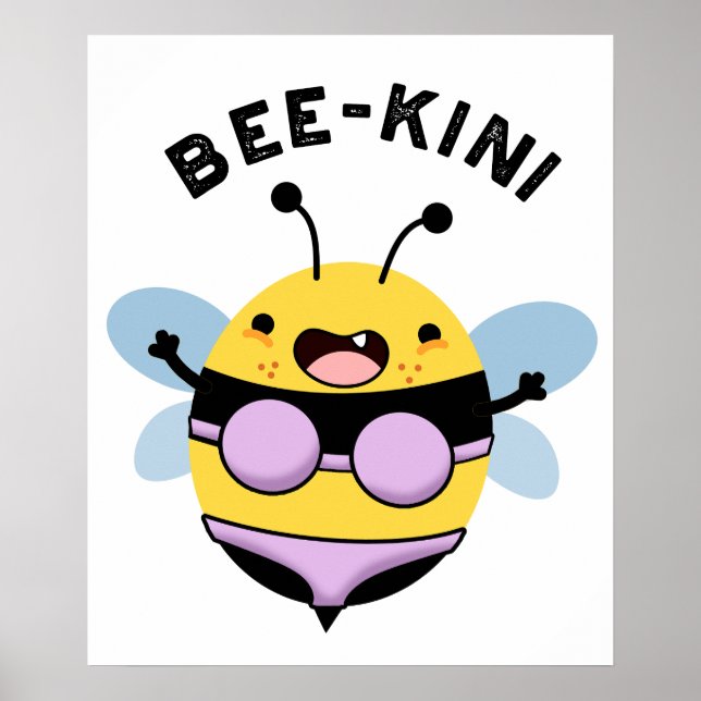 Poster Bee-kini Engraçado Bee Puns (Frente)