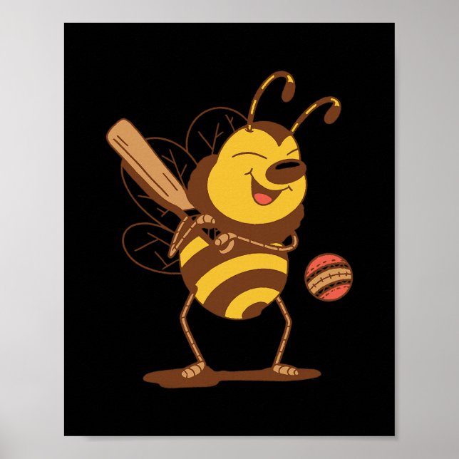 Poster Bee Playing Cricket  (Frente)