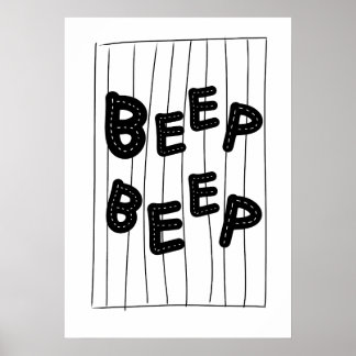 Poster BEEP BEEP - Tema de Carro e Caminhão de Crianças D