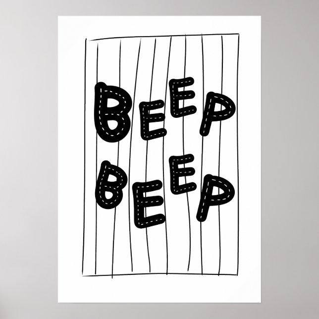 Poster BEEP BEEP - Tema de Carro e Caminhão de Crianças D (Frente)