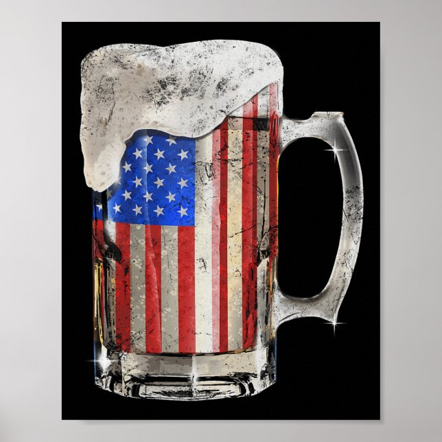 Poster Beer American Flag 4 De Julho Partido Bebendo Dos  (Frente)