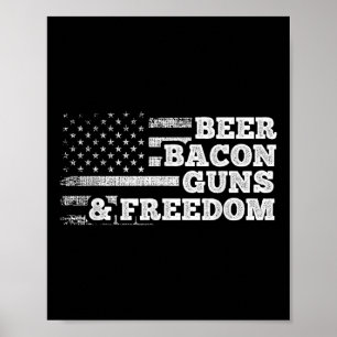 Poster Beer Bacon Armas E Liberdade Bandeira Americana