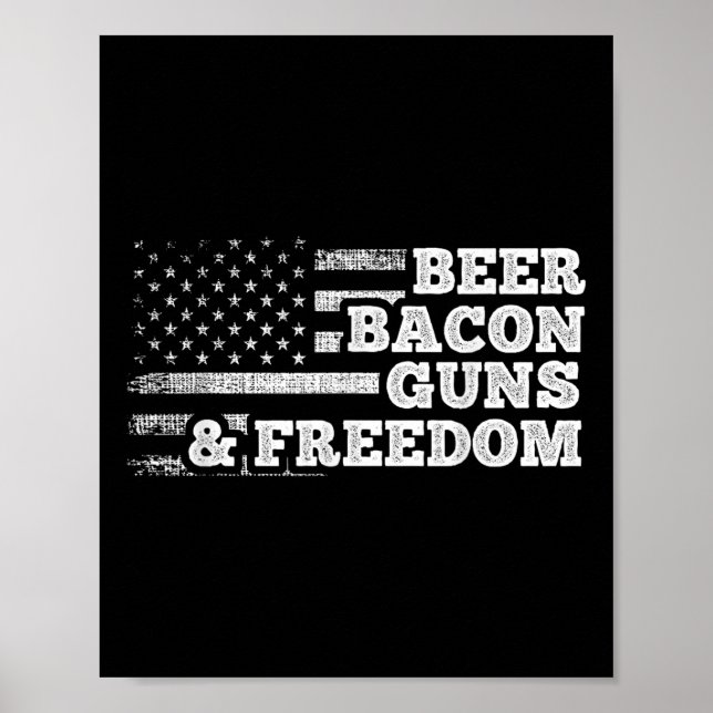 Poster Beer Bacon Armas E Liberdade Bandeira Americana (Frente)