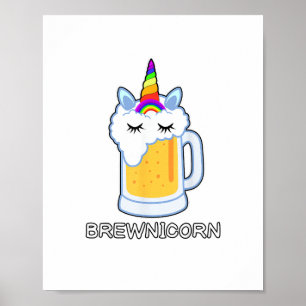 Poster Beer Bebendo Brewnicorn Festa de Unicórnio Cute Br