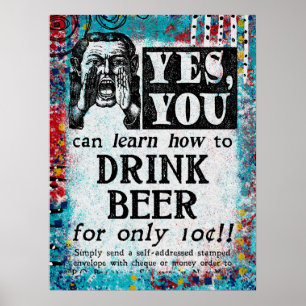 Poster Beer Beer Beer - Anúncio Vintage Engraçado