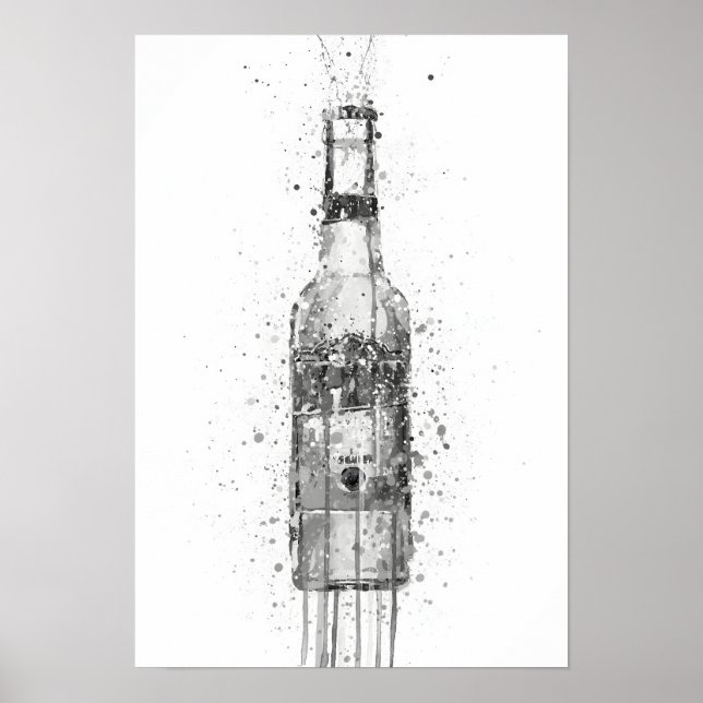 Poster Beer Bottle Aztec Gold Grey (Frente)