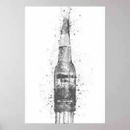 Poster Beer Bottle Wall Art Print 'Lime' Grey