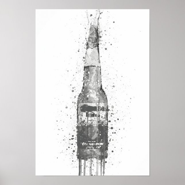 Poster Beer Bottle Wall Art Print 'Lime' Grey  (Frente)