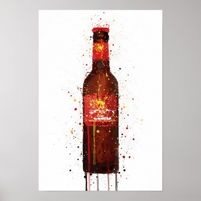 Poster Beer Bottle Wall Art Print 'Rambla Red' (Frente)
