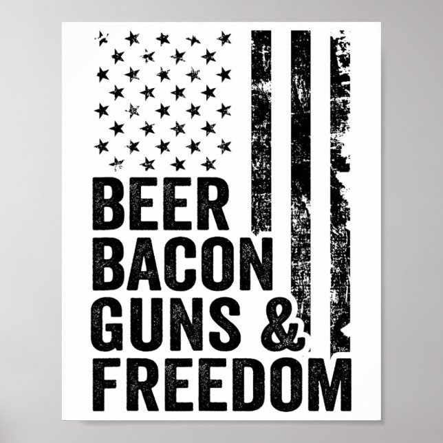 Poster Beer Bycon Guns E Freedom Usa Churrasco Flag Ameri (Frente)