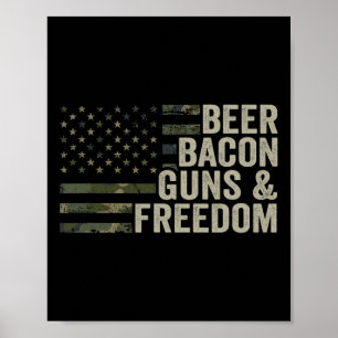 Poster Beer Bycon Guns E Liberdade - Bebendo De Churrasco