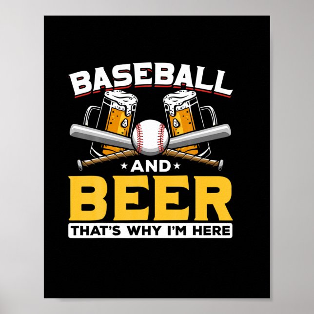 Poster Beer Drinker Baseball Beball Humor Aniversário (Frente)
