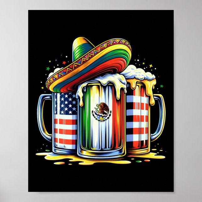 Poster Beer Mexicano Bandeira Cinco De Mayo Partido Beben (Frente)