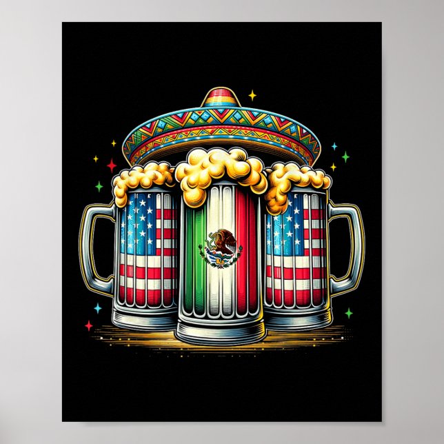 Poster Beer Mexicano Bandeira Cinco De Mayo Partido Beben (Frente)