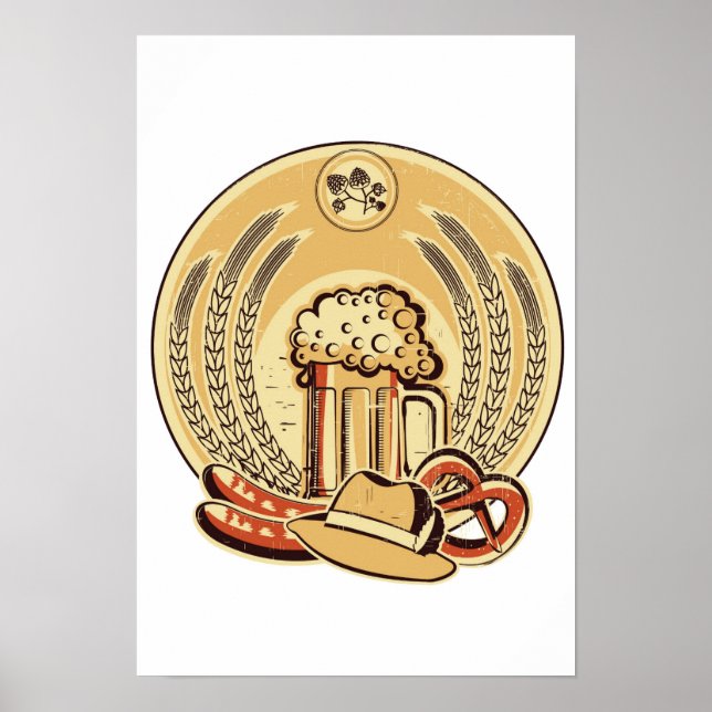 Poster Beer Oktoberfest Label Vintage Graphic (Frente)