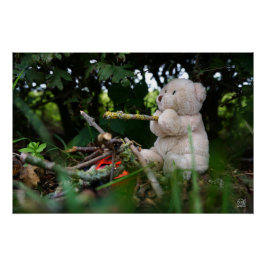 Póster Beertje dat bij kampvuur zit.