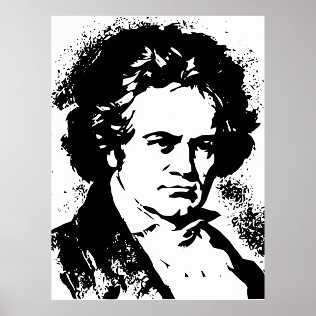 Póster Beethoven Black and white vetart (Frente)