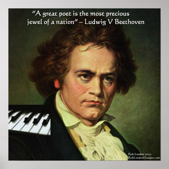 Poster Beethoven & Poeta É Um Cartaz de Citação Preciosa (Frente)