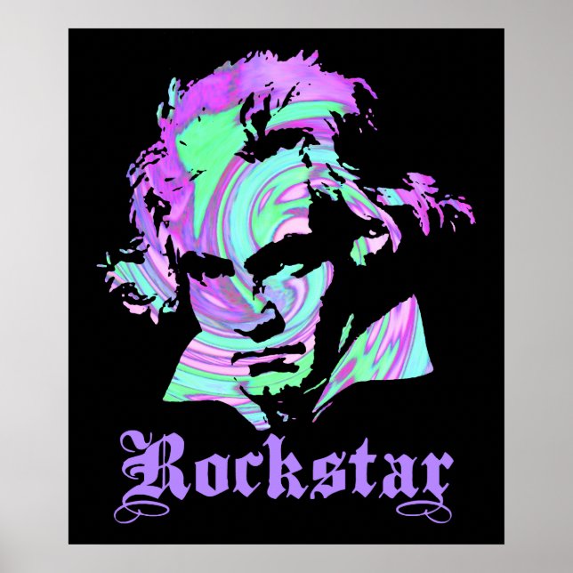 Póster Beethoven Rockstar (Frente)