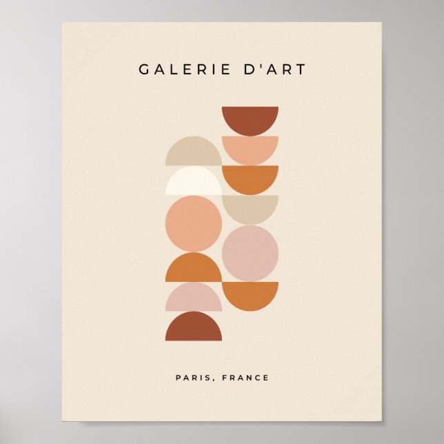 Poster bege neutro geométrico do meio século (Frente)