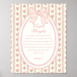 Poster Bege Pêssego Vintage Floral Chique Pensamentos sob