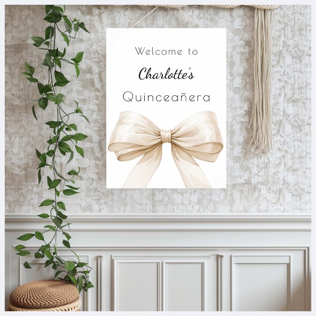 Poster Beige arco Quinceanera bem-vindo (Criador carregado)