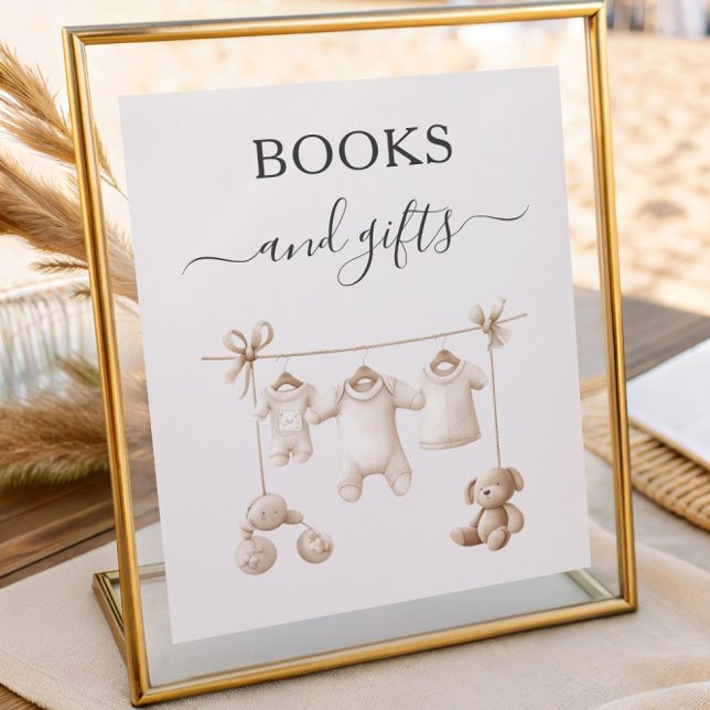Poster Beige Baby Clothes And Toys Books and Gifts (Criador carregado)
