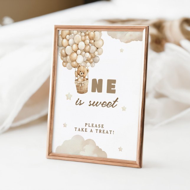 Poster Beige Balões Urso Um É Doce (Criador carregado)