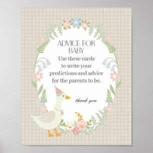 Poster Beige Bobo Goose Floral Gingham Advice para Bebê