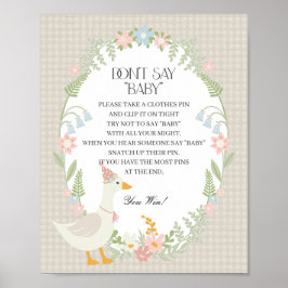 Poster Beige Bobo Goose Floral Gingham Não Diga Bebê