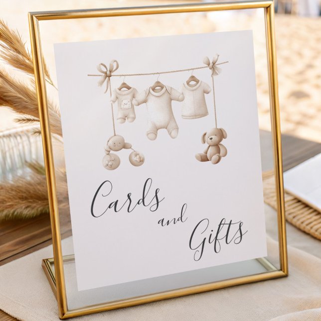 Poster Beige Clothes And Toys Baby Shower Cards & Gifts (Criador carregado)