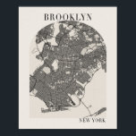 Poster Beige de Cheio Mínimo do Brooklyn New York Boho<br><div class="desc">Mapa da Rua Colorida do Porco Mínimo do Brooklyn New York Boho Beige</div>