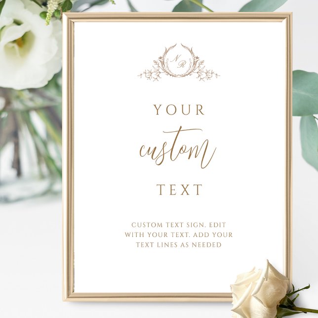 Poster Beige de Texto Personalizado, Sinal de Casamento M (Criador carregado)