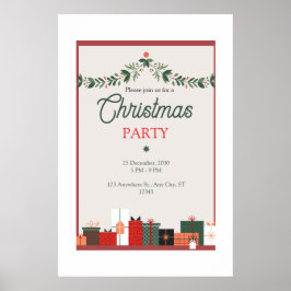 Poster Beige Minimalist Elegant Simple Christmas Party