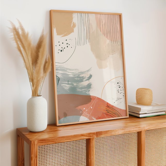 Poster Beige Minimalista e Linha Abstrato Laranja (Criador carregado)