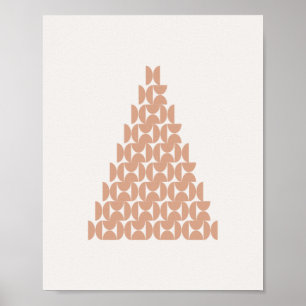 Poster Beige Moderno do Meio século de Árvore de Natal