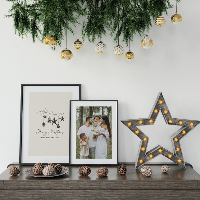 Póster Beige moderno scandi elegante, Natal (Criador carregado)