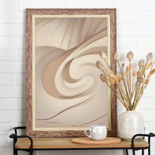Poster Beige Organic Swirl Abstrato Art