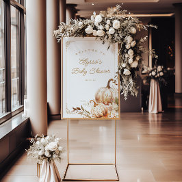 Poster Beige Pumpkin e Sinal de Boas-vindas do Chá de fra