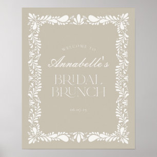 Poster Beige Talavera Azulejo Fiesta Bridal Brunch Bem-vi
