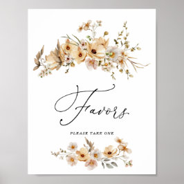 Poster Beige Wild Flowers Bridal Shower Favors Sign