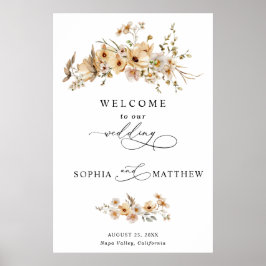 Poster Beige Wild Flowers Wedding