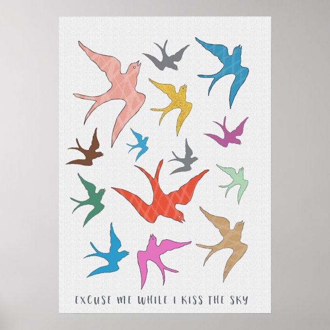 Poster Beija a Arte do Pássaro do Céu (Frente)
