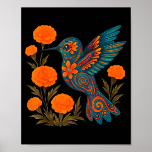Poster Beija-flor Alebrije Flor Arte Popular Mexicana Pás