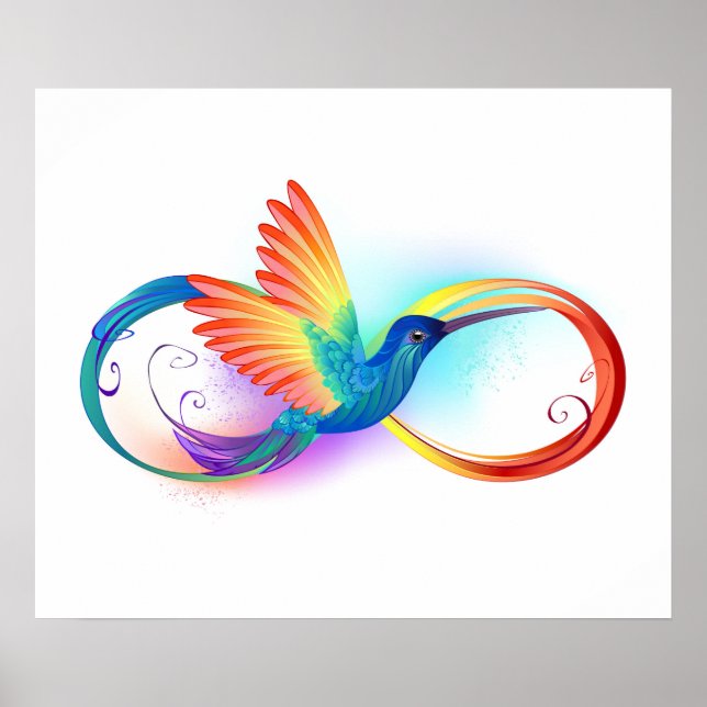 Poster Beija-flor Arco-íris com símbolo de Infinito (Frente)